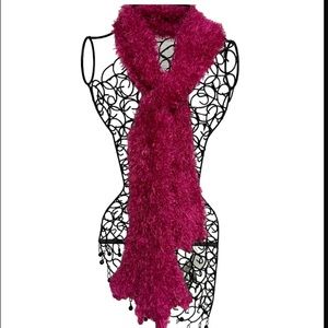 Hot Pink Fuzzy Womans Multifunctional | Polyester Ladies Scarf Size O/S NWOT